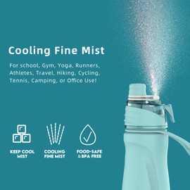 Healter 710ml/24oz Misting Water Insulated Bottle for Outdoor Hydration Cycling Climbing Hiking Mountaineering Gym, Mint Green