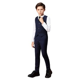 Boihedy - Conjunto formal de chaleco y pantalón para niños, Azul marino, 4 Años