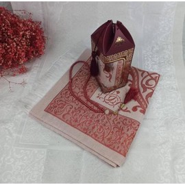 New Gift Cylinder Box Kaba Prayer Mat Janamaz & Tasbeeh Rug Eid Wedding Islamic (Brown)