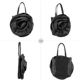 Aisi Women Evening Bag Elegance Satin 3D Rose Tote Handbag Purse Floral Wedding Prom Party Bride Bag Crossbody Bag