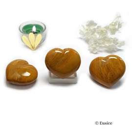 Eusice - Heart Yellow Jasper, Natural Stone Wellbeing, Handmade Cut Crystal for Lithotherapy, Chakra, Meditation