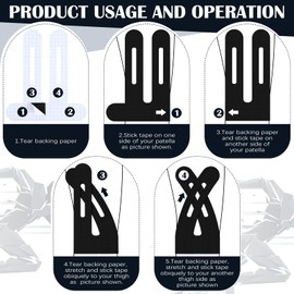 Anglechic 50 Pcs Kinesiology Tape Knee Tape Precut Waterproof Sport Knee Tape Elastic Latex-Free Athletic Tape Kinesiology Tape for Knee Tendons Support Strips Sports Fitness Running(Black)