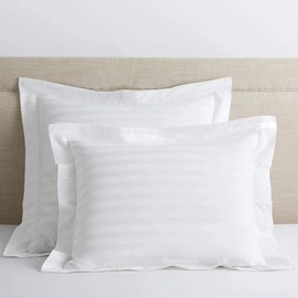 Comfort Beddings Heavy Quality 600 Thread Count 100% Egyptian Cotton Oxford Pillow Cases Pack Of 2 - White Stripe (Superking Size 50 x 90 CM)