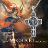 XIXLES Saint Michael Cross Necklace 925 Sterling Silver Large Archangel