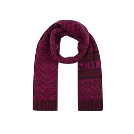 Coach Women's Signature C Logo Knit Scarf, Deep Berry, One Size