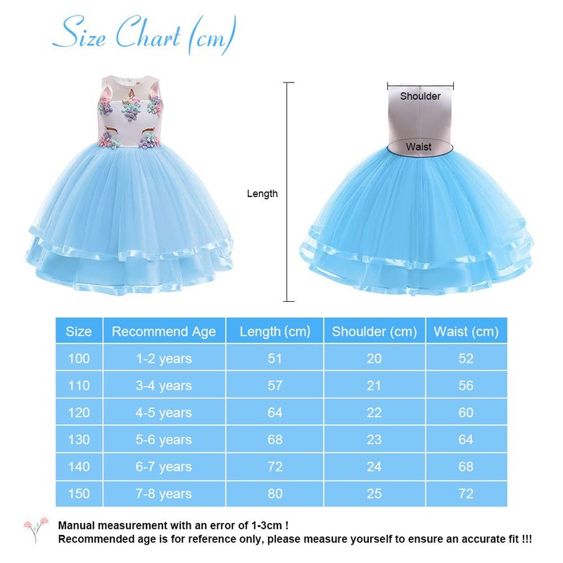Uraqt Girls’ Unicorn Princess Dress, Cosplay, Carnival, Fancy Dress Party,