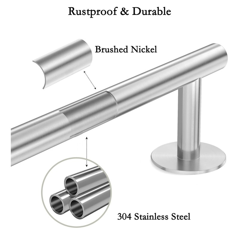 Self Adhesive Towel Bar,16" Brushed Nickel No Drill Bathroom,304SS Towel