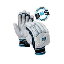Gunn & Moore GM Cricket Batting Gloves | Diamond 404 | Ben Stokes Endorsed | Calf Leather Palm | Youths Left Handed | Approx Weight per Pair 420 g, White