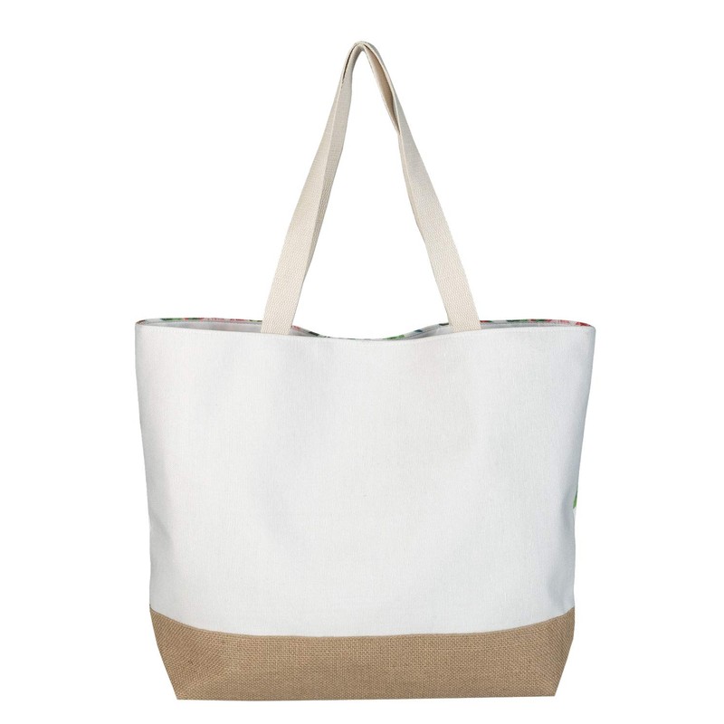 Idena 31018 Summer Time Canvas Beach Bag with Floral Pattern,