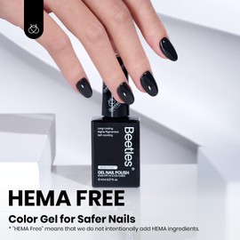 Beetles Gel Polish Hema Free Classic Black Gel Nail Polish Soak Off Uv LED Nail Lamp 8ml DIY Home Manicure Salon Gift for Women Silent Charm