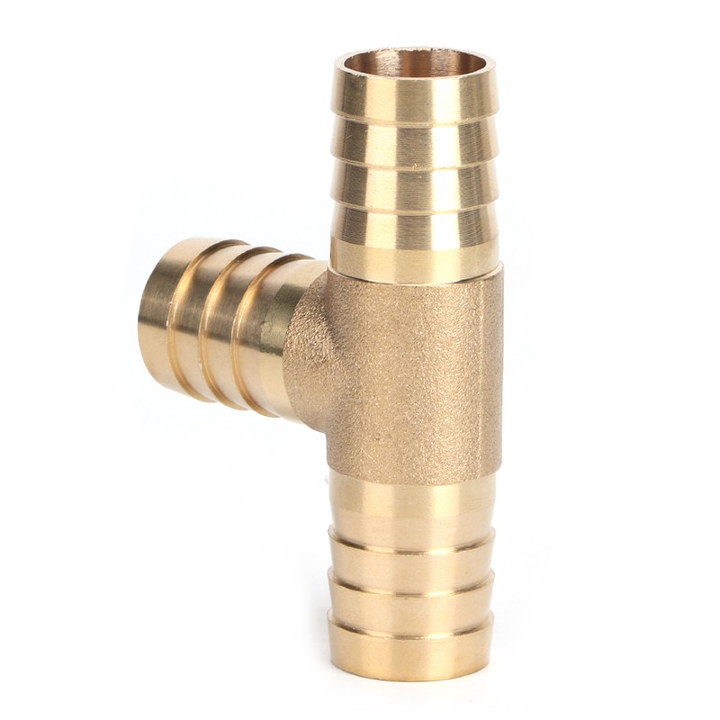 2pcs 3/4in Tee Thread Hose Brass Pipe T Fitting Barb