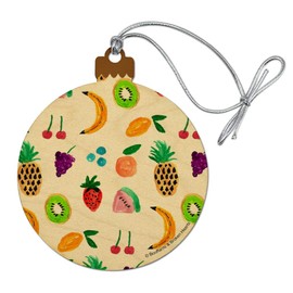 GRAPHICS & MORE Tiny Fruits Bananas Cherries Grapes Kiwi Pineapples Wood Christmas Tree Holiday Ornament