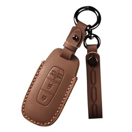 ZANEKO New X-Trail Key Case Compatible with Nissan Aria Sakura Key Cover New Serena C28 Lukes Kicks Smart Key Case Genuine Leather, Braun