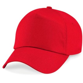 Basecap Cap 5 Panel Cap Velcro Size Unisex Many Colours - Unisex, Cotton, Red