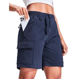 Haimont - Pantalones cortos de senderismo para mujer, de 7 pulgadas, ligeros, de secado rápido, 5 bolsillos, repelentes al agua al aire última intervensión, Azul, XX-Large