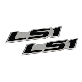 ERPART LS1 Embossed Black on Highly Polished Silver Real Aluminum Auto Emblem Badge Nameplate Compatible with Chevy Corvette Camaro Pontiac HSV Opel (Pack of 2)