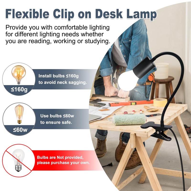 E26/E27 Clip-On Bulb Holder With 7.2Ft Switch Cable - Flexible