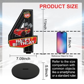 BAOOOFUL Race Car Theme Number Sign 4th Birthday Centerpiece Wooden Table Decoration for Four Years Old Birthday Decorations,Party Supplies,Photo Props (11 Inches)