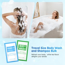 Xuezoioy Travel Size Shampoo and Body Wash Packets Bulk Pack of 30,Individually Wrapped 0.35 fl oz(10 ml)Disposable Small Mini Hotel Size Toiletries Supplies for Guests,Homeless,Church,Resorts