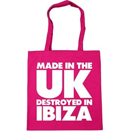 Hippowarehouse Made in the UK Destroyed in Ibiza Tote Shopping Gym Beach Bag 42cm x38cm, 10 litres