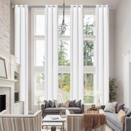 Hascemon Extra Long Blackout Curtains, Custom Made,132 144 156 168 192 204 240inch Length Thermal Insulated Room Darkening Grommet High Ceiling Curtains(1 Panel, Greyish White, 52"x156")