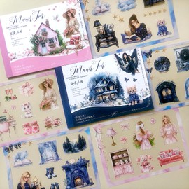 280 Pcs/36 Sheets Scrapbooking Stickers, Vintage Character Aesthetic Scrapbook Stickers Decorative for Album, Calendar, Journaling, Bullet Journal Accessories (Manor House Travel 1)