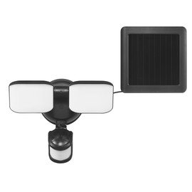 Globe Electric 17000211 19W LED Integrated Solar Powered Motion Activated Flood Light, 180-Degree Motion Detection, Black Finish, 1100 Lumens, Solar Panel with 10ft Cord, Outdoor Lights