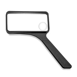Carson 2X Rectangular Hand Held Magnifier with 4.5X Spot Lens and Protective Rim (SV-XP)