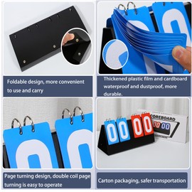 Multi-Purpose 4-Digit Portable Tabletop Scoreboard, Flip Scoreboard Score Counter, Ideal Score Counter for Soccer, Ping Pong, Baseball, Basketball, Volleyball, and More