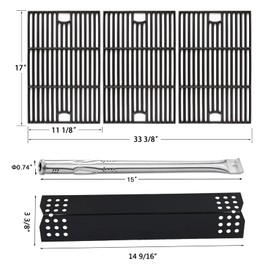 Hisencn Grill Parts Kit for Home Depot Nexgrill 6 Burner 720-0896E, 720-0896B, 720-0896C Gas Grill, Stainless Steel Grill Burners, Heat Plates Tent Shields Flame Tamers, Cooking Grates Grid