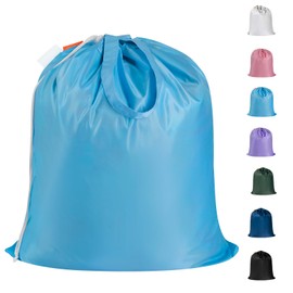 Polecasa Small Heavy Duty Laundry Bag with 130gsm Tear Resistant Fabric and Handles, Easy to Carry Durable Dirty Clothes Drawstring Bag, Perfect for College Dorm, Travel 21”x24”,Gulf Blue