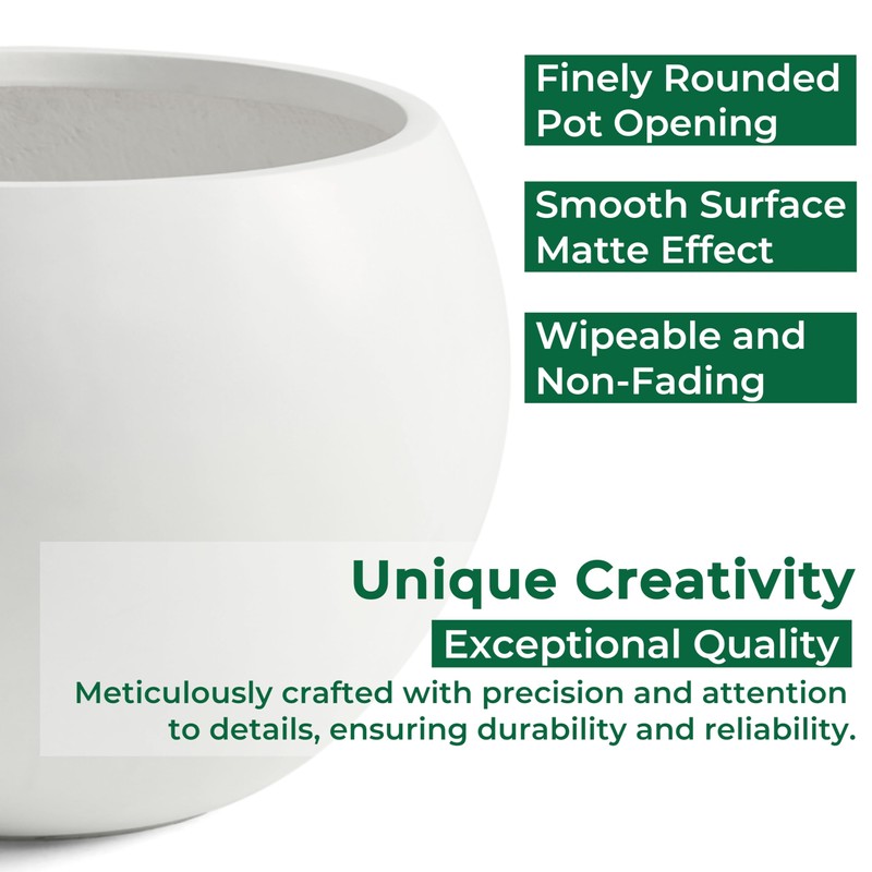 FloraFairy Fiberstone Sphere Planter, 19.3" Dia x 13" H Large