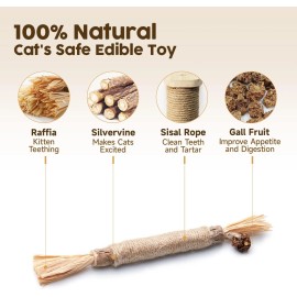 Potaroma 3PCS Natural Silvervine Cat Toys Chew & Dental Care