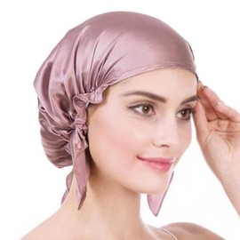 Emmet Women's 100% Silk Sleep Cap, Hair Beauty, Night Cap for Hair Loss, Breathable Cap, Dark Pink, One Size, Scented taro purple