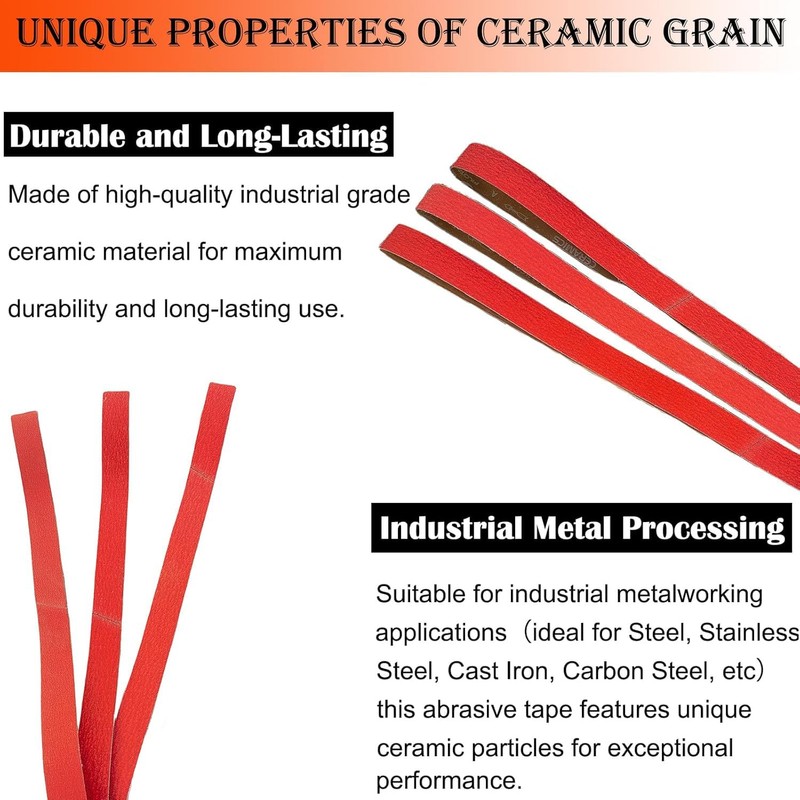 3 Pack 2 x 72 Inch 60 Grit Ceramic Sanding