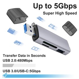 IEOVIEE Lector de Tarjetas SD/Micro SD, USB C Dual Connector Adaptador Tarjetas de Memoria, Soporta USB 3.0/ SD/SDXC/Micro SD/Micro SDXC/MMC/RS-MMC, Compatible con MacBook Pro, etc