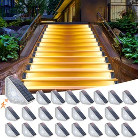 Kondras Motion Sensor Solar Step Lights for Outside, 24-Pack Outdoor Stair Lights Waterproof IP67, Solar Powered LED Outdoor Step Lights Decor for Yard Garden Porch Patio Pathway Deck, Warm White