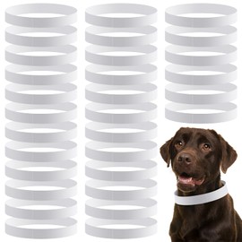 Clysee 500 Count 20inch Adjustable Paper Dog Collars with Tear Resistant Waterproof Whelping Collars Paper Puppy ID Bands Adhesive Pet Identification Tags for Newborn Dog Cat Hospitals(White)