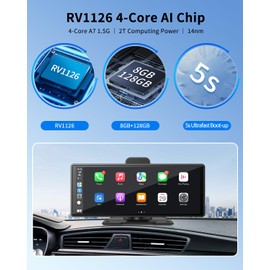 9.3'' Apple Carplay Screen for Car, Portable Wireless Apple Car Play and Android Auto, 4K, 1080P Backup Camera, Airplay, Mirror Cast, Handsfree Calling, GPS Navigation, FM/AUX/BT/Speaker