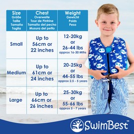 SwimBest Swim Vest - Swim Jacket/Buoyancy Aid with Safety Strap for ages up to 7 years old with Removeable Floats (Lime/Blue, Large)