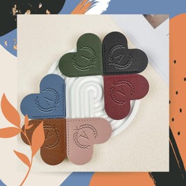 Leather Heart Shaped Bookmark, 6 Pieces Cute Corner Page, 26 Letters Bookmark, Suitable for Teachers Students Book Lovers Home Stationery.(Alphabet Heart (6 Pcs)) (Alphabet Love (6 Pcs), A)
