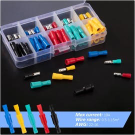 Cable Lugs Electrical Crimp Connectors Round Cable Connector Waterproof Insulated Connector Crimp Connector Quick Splice Female/Male 100 Pieces