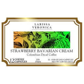 Strawberry Bavarian Cream Colombian Decaf Coffee (Single Serve K-Cup Pods) (Gourmet, Naturally Flavored, Whole Coffee Beans) (12 pods, ZIN: 576284)