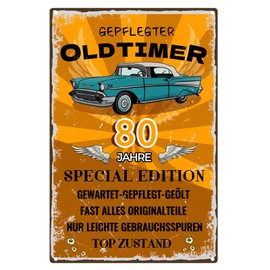 Tin Sign 80th Birthday Sign 80 Years Classic Gifts for 80th Birthday Man Funny Birthday Sign 80 Gift Idea for 80th Anniversary - Vintage Metal Sign 20 x 30 cm