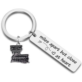 JJTZX Miles Apart but Close at Heart Long Distance Relationship Keychain US State Map Keychain Gift