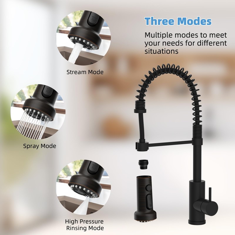Hibbent Stainless Steels Pull Down Kitchen Faucet Head Replacement, 3