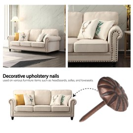 Upholstery Tacks for Furniture Vintage Upholstery Nails Tacks for Decorative 100Pcs Furniture Sofa Thumb Nails Pins Assortment Kit 7/16" Head Diameter Upholstery Nails Decorative Tacks for Furniture