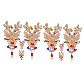 SAFIGLE 2sets Unique Christmas Earrings for Women Metal Dangle Earrings Fashion Jewelry Ladies Post Christmas Present 2pairs*2