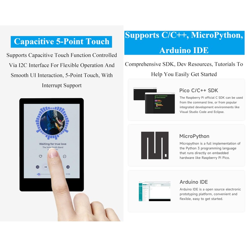 RP2350 2.8inch Capacitive Touch Display Development Board, 240x320, IPS LCD
