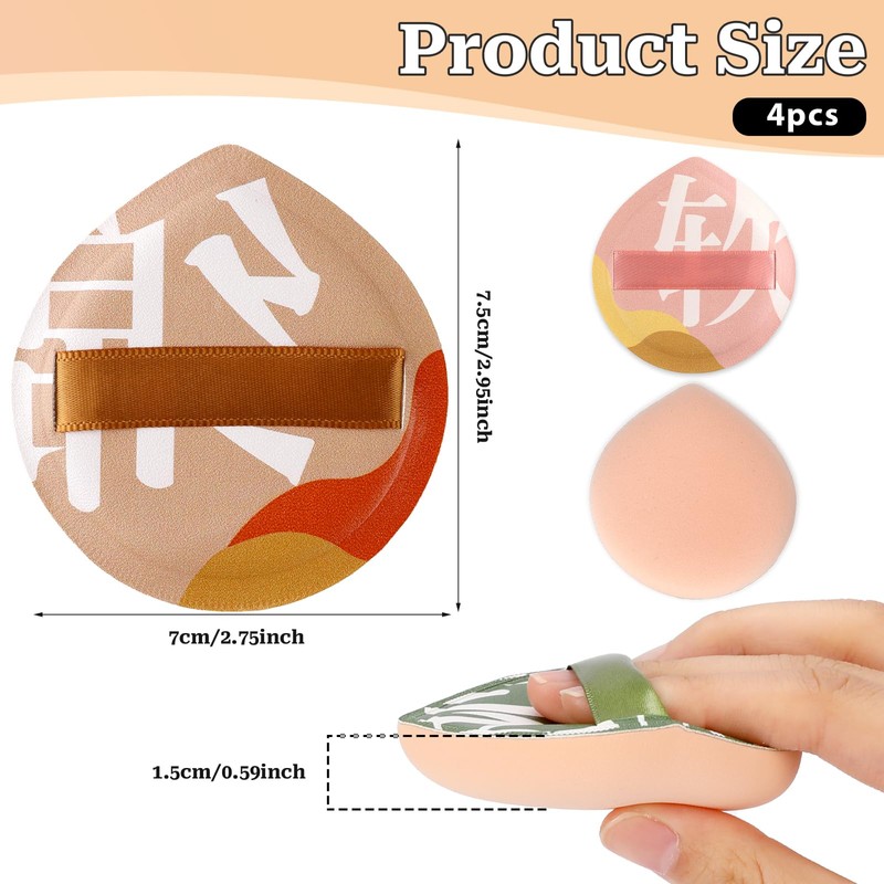 4 PCS Korean Foundation Sponge, Soft Makeup Puff Teardrop Setting